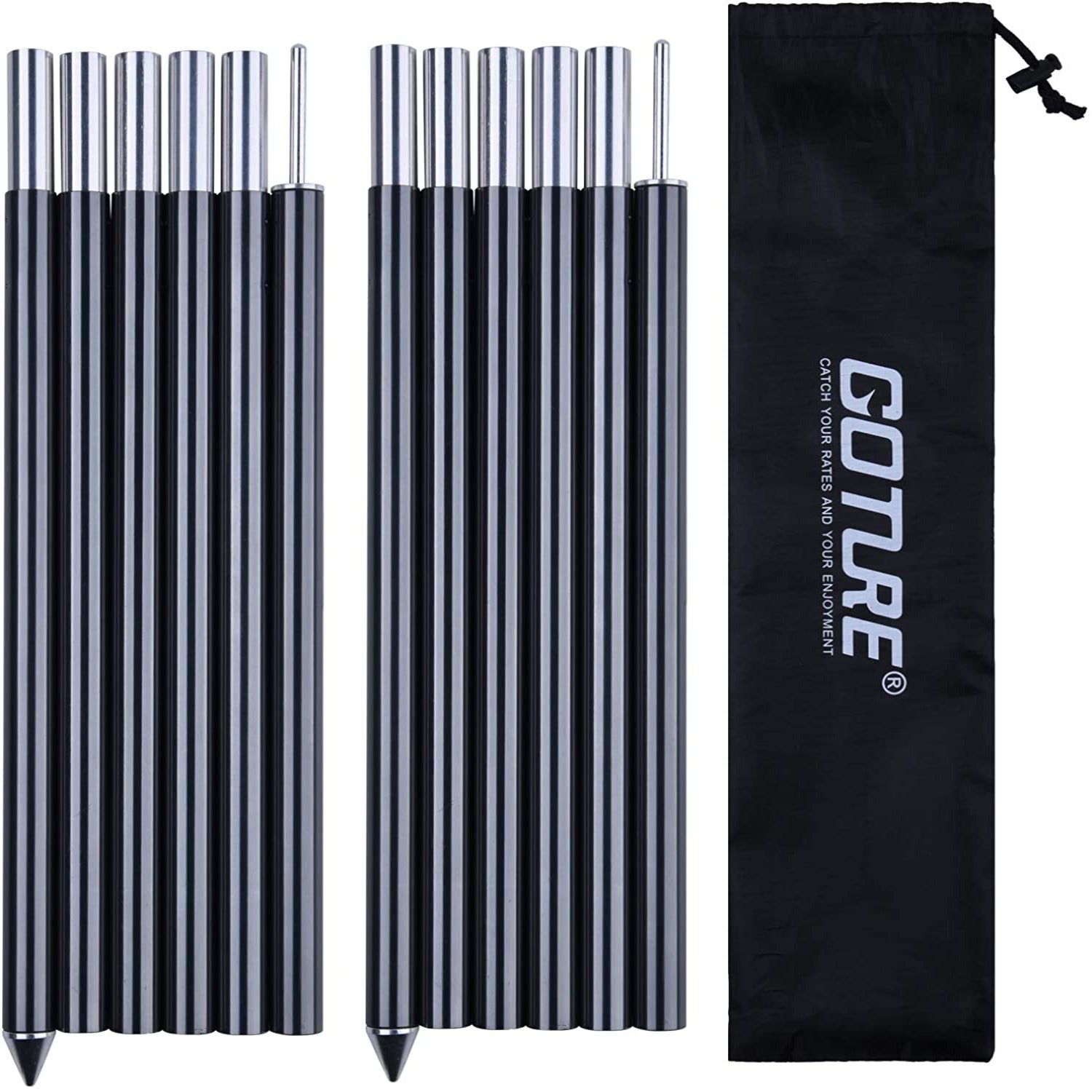 Goture タープポール 組立簡単 コンパクト 軽量 テント・タープ設営用 収納袋付き 2個セット