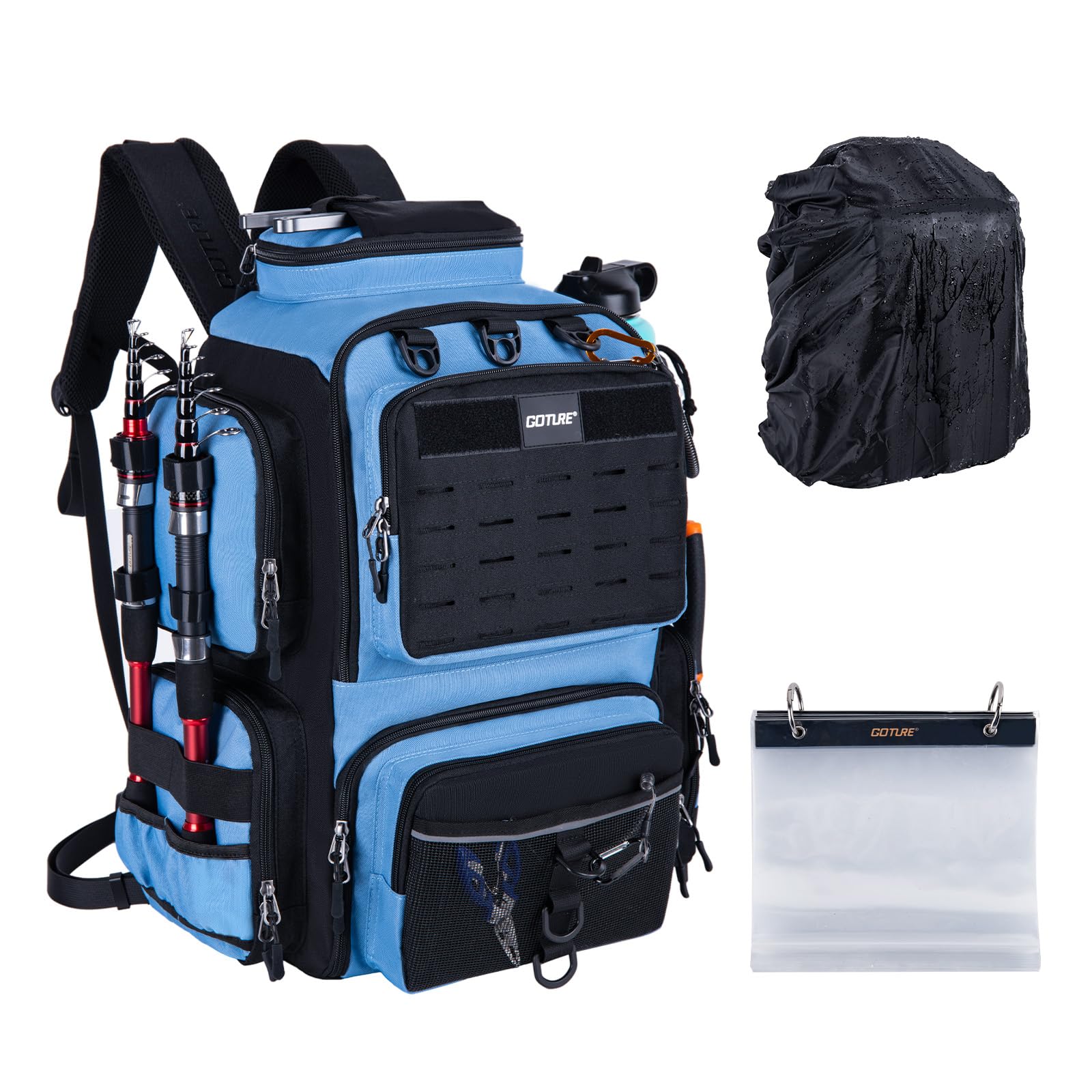 [Goture] ゴチュール 多機能リュック 900D カモフラージュG 撥水加工 釣り道具収納 ソフトルアー袋・レインカバー付属 アウトドア リュックサック タックルバッグ 登山 ギフト 父の日