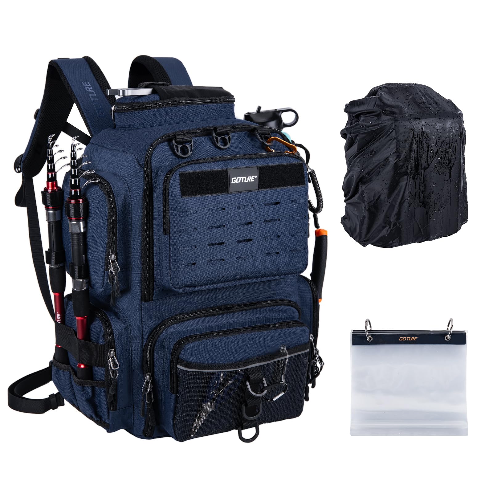 [Goture] ゴチュール 多機能リュック 900D カモフラージュG 撥水加工 釣り道具収納 ソフトルアー袋・レインカバー付属 アウトドア リュックサック タックルバッグ 登山 ギフト 父の日