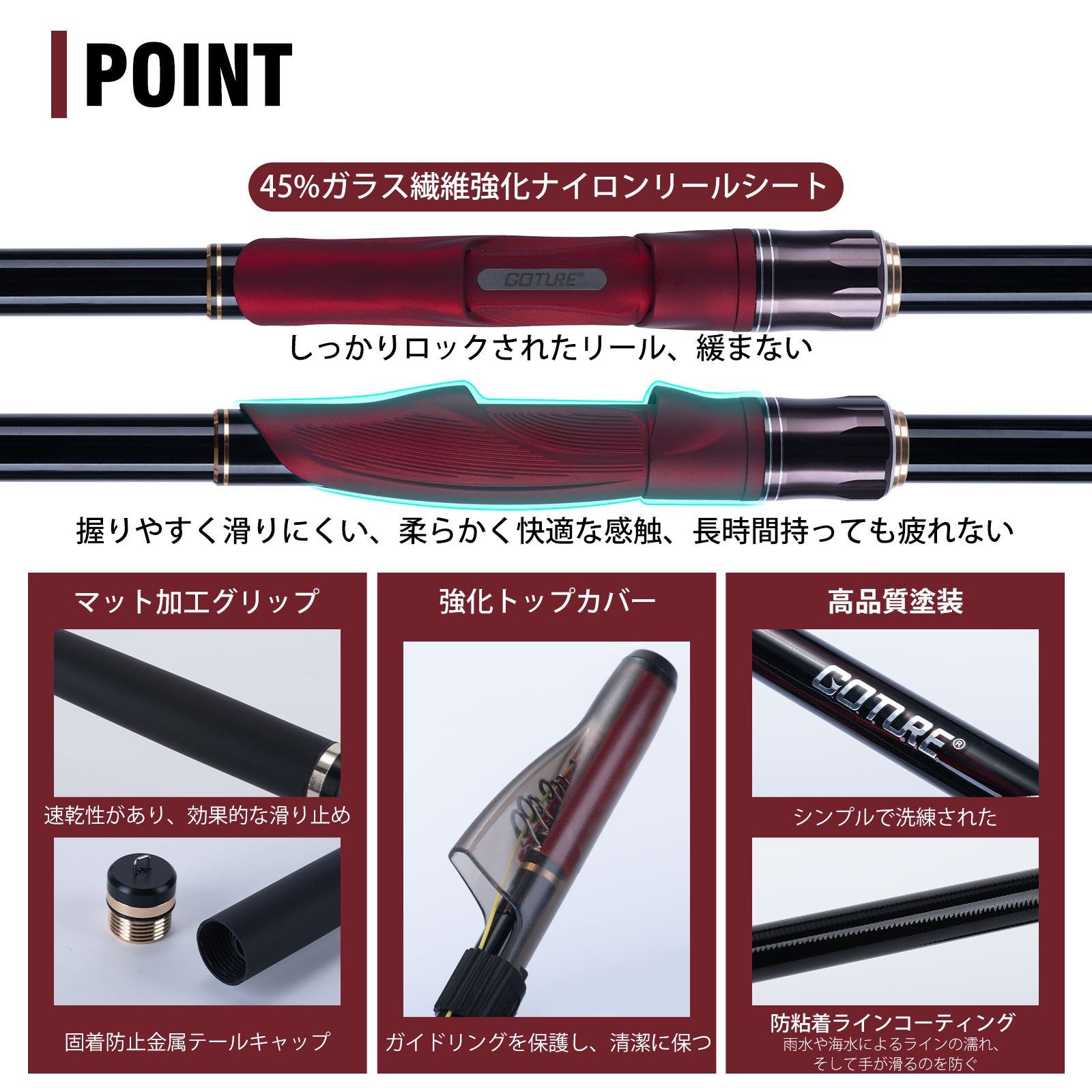 Goture 磯竿 振出式ロッド 釣り竿 3.5m/4.5M/5.3M 2号 多重可動ガイド 99.9%カーボン率 遠投 軽量 携帯型 伸縮式 磯釣り 海釣り 沖堤 サーフ 磯場 港湾 防波堤