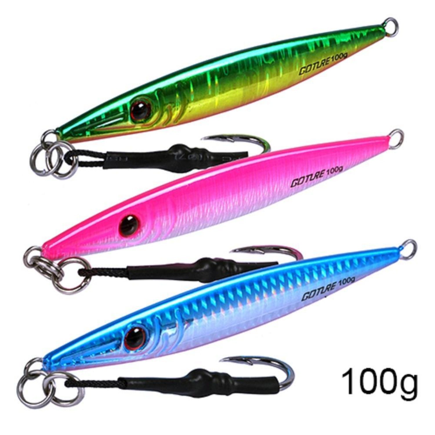 Goture 3PCS 80/100/150/200g Metal Lead  Vertical Jig Fishing Lures Set Offshore Jigging Sea Fishing Casting Fishing