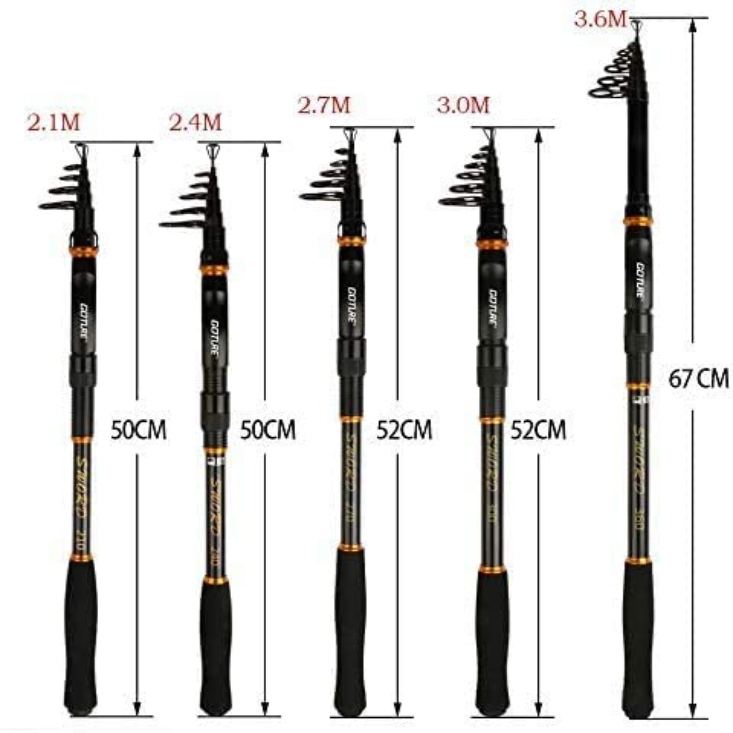 Goture Telescopic Fishing Rod Spinning Reel Combos Carbon Fiber