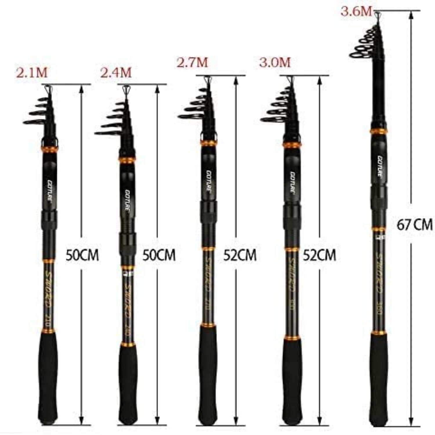 Telescopic Spinning Fishing Rod Saltwater Freshwater Travel