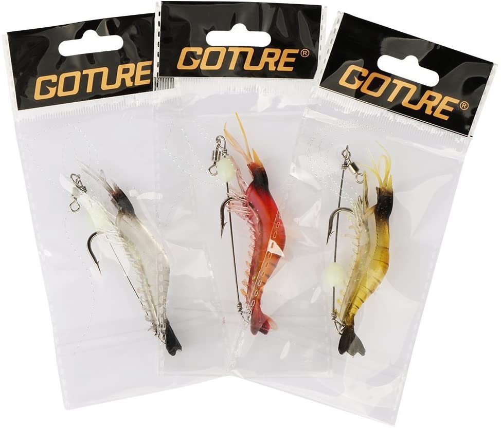 Goture 夜光 3色エビ ワーム ソフト ベイト 6g 9cm