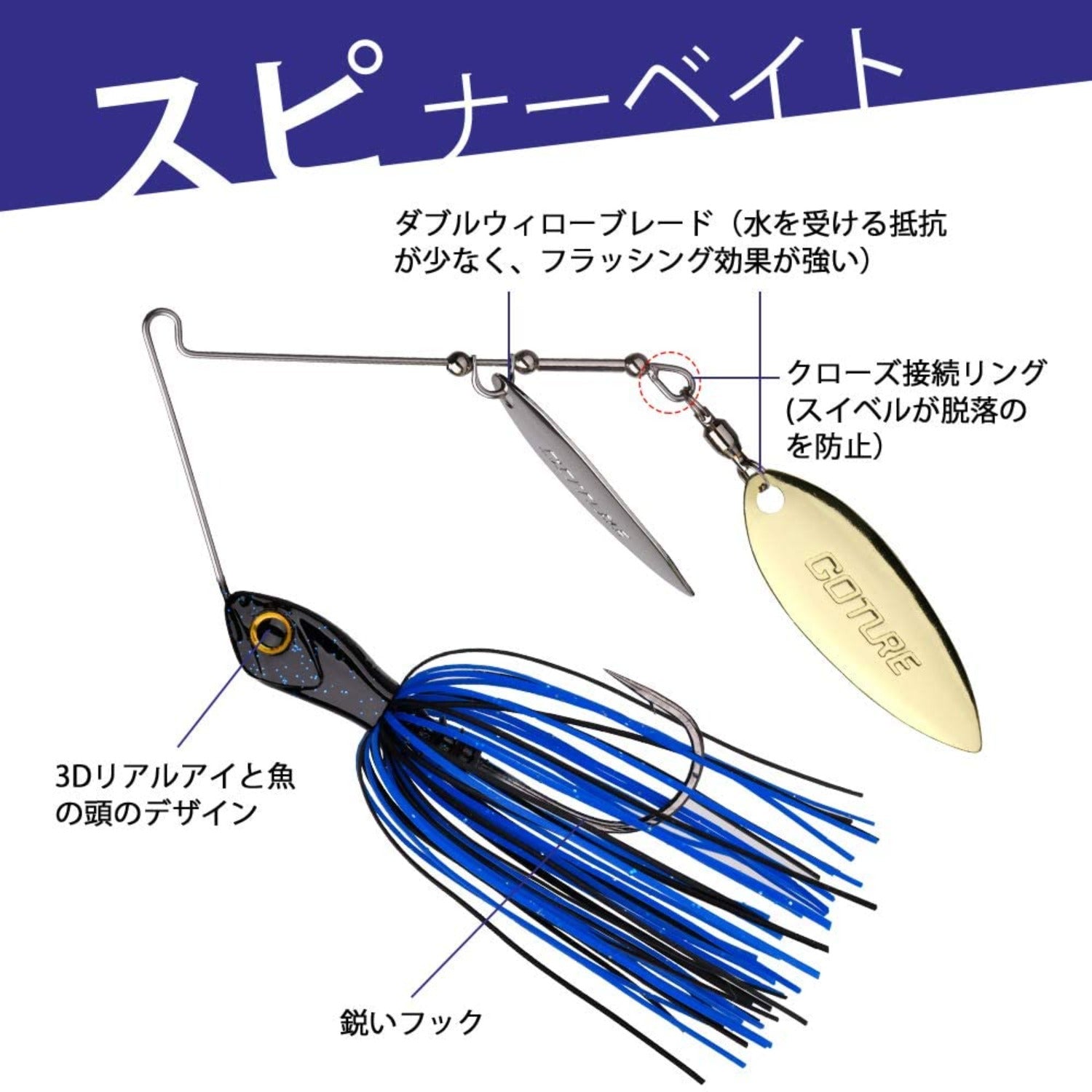 Goture(ゴチュール) スピナーベイトセット バス釣り スピナーベイト ルアーセット バス シーバス狙いに ダブルウィロー/タンデム 1/2oz 3/8oz 10g 14g