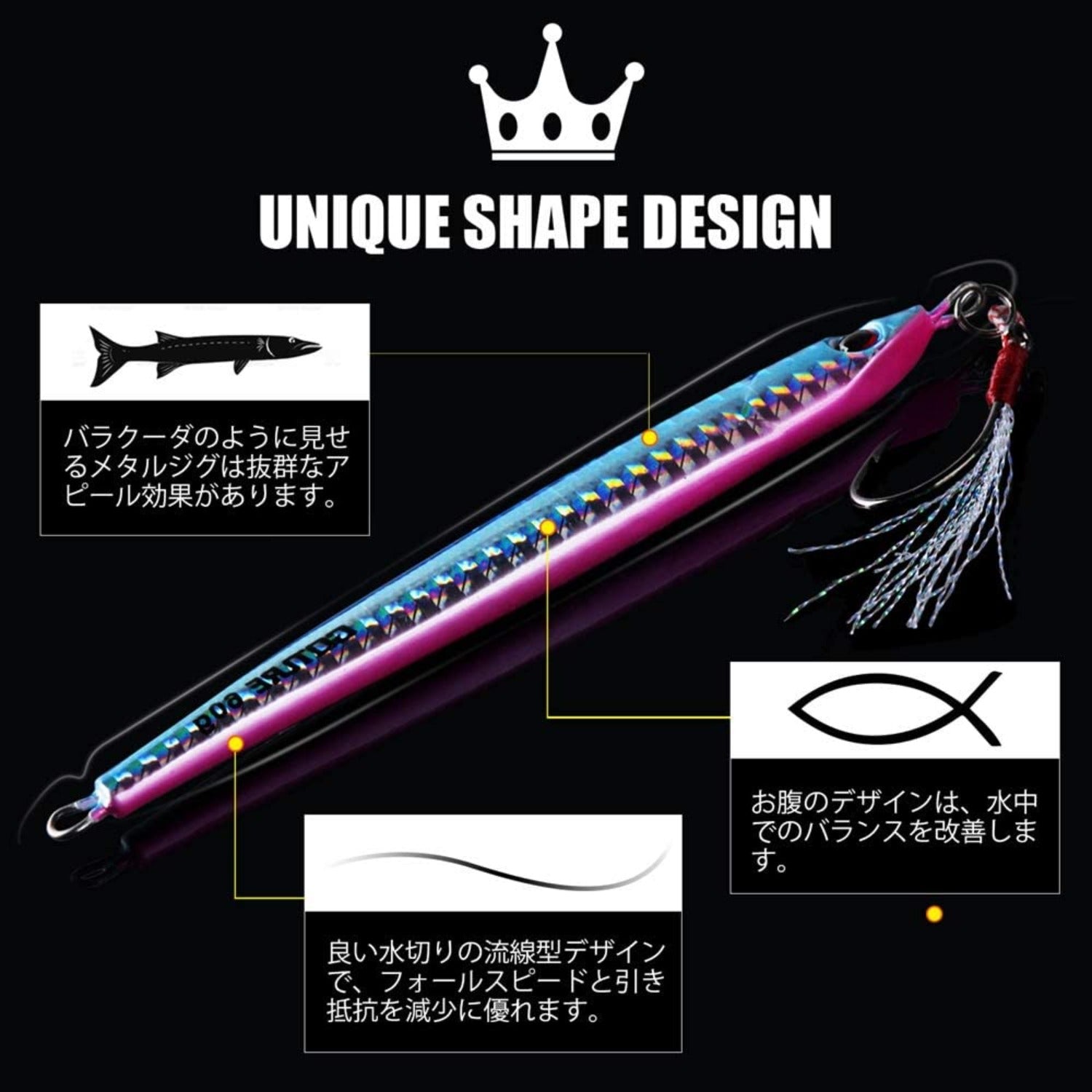 Goture 60/80g Metal Vertical Lead Offshore Jigging Lures Set, 4pcs