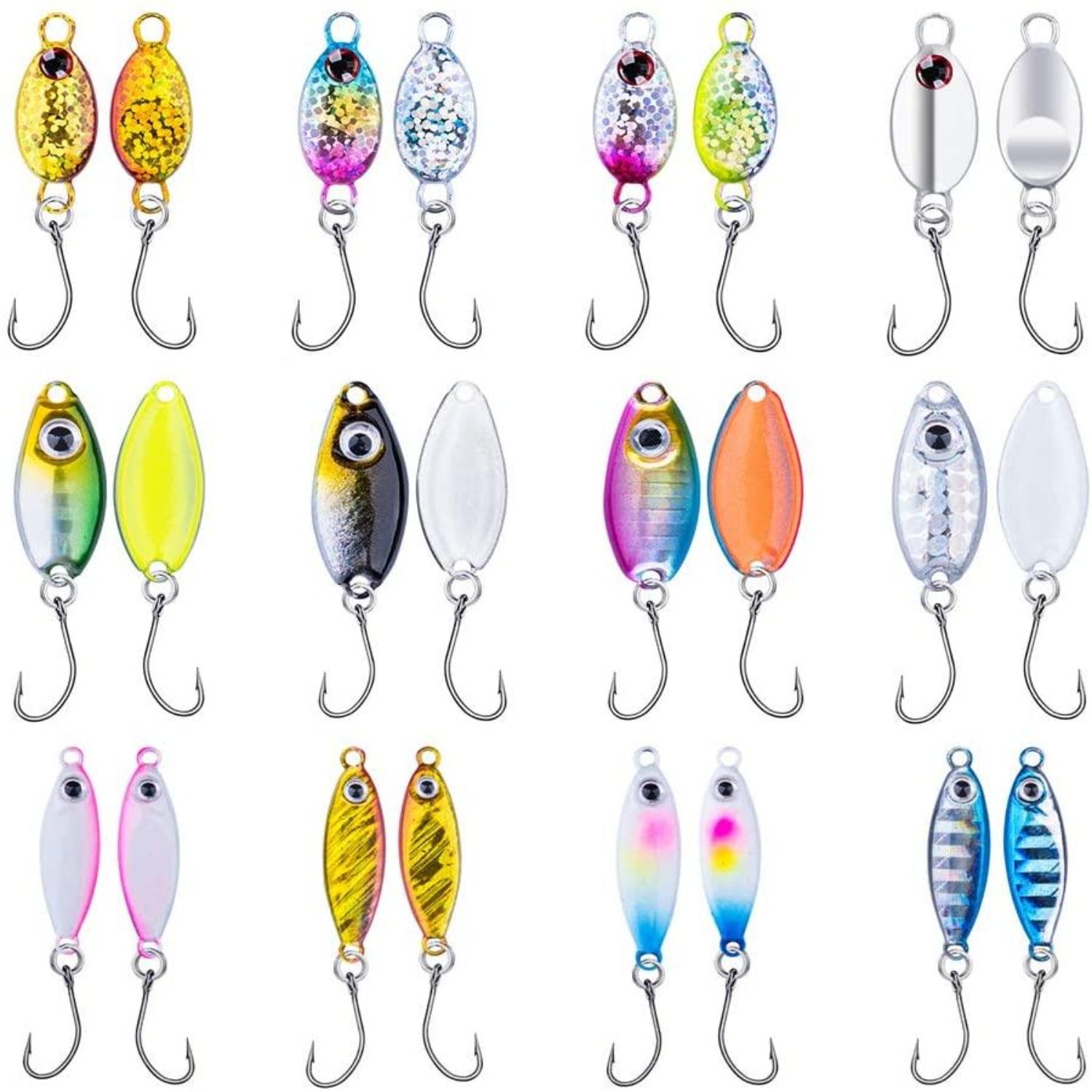 Goture(ゴチュール) 12枚セット マイクロ スプーン トラウト 3/4/5g  渓流釣り 管釣り ケース付 渓流ルアー