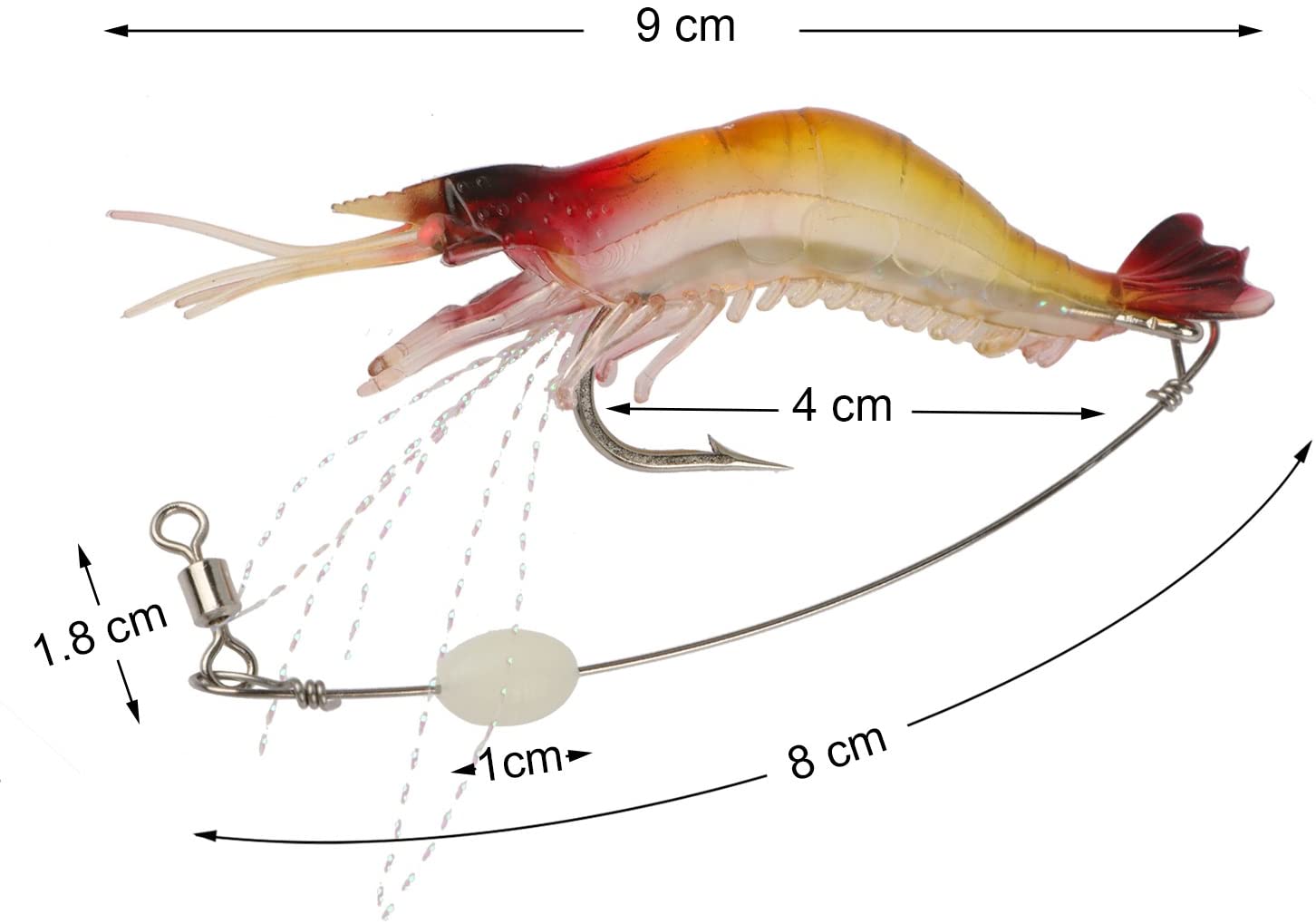 Goture 夜光 3色エビ ワーム ソフト ベイト 6g 9cm