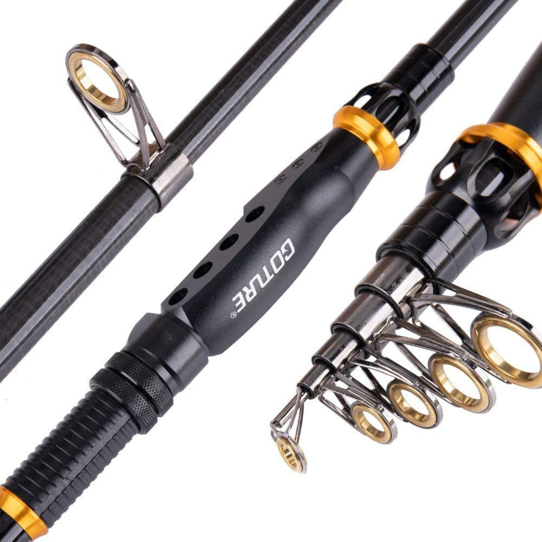 Telescopic Spinning Fishing Rod Saltwater Freshwater Travel Retractable Poles for Trolling Surf Casting, Super Hard Carbon