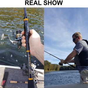 Telescopic Spinning Fishing Rod Saltwater Freshwater Travel Retractable Poles for Trolling Surf Casting, Super Hard Carbon