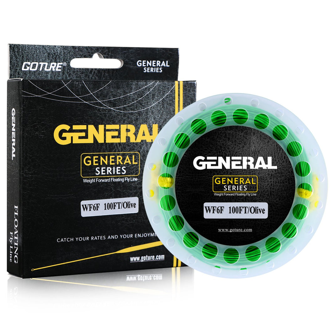 Goture WF 100FT 3F to 8F Weight Forward Floating Fly Fishing Line with Welded Loop, 6 Colors