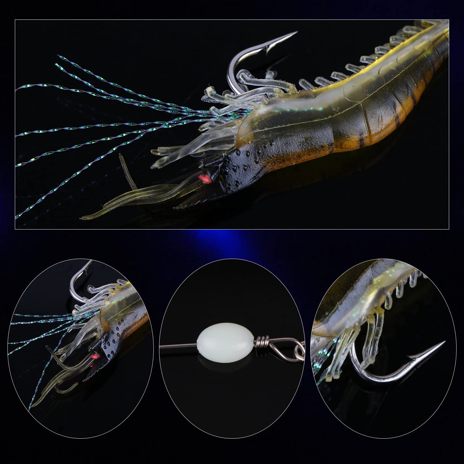 Goture 夜光 3色エビ ワーム ソフト ベイト 6g 9cm