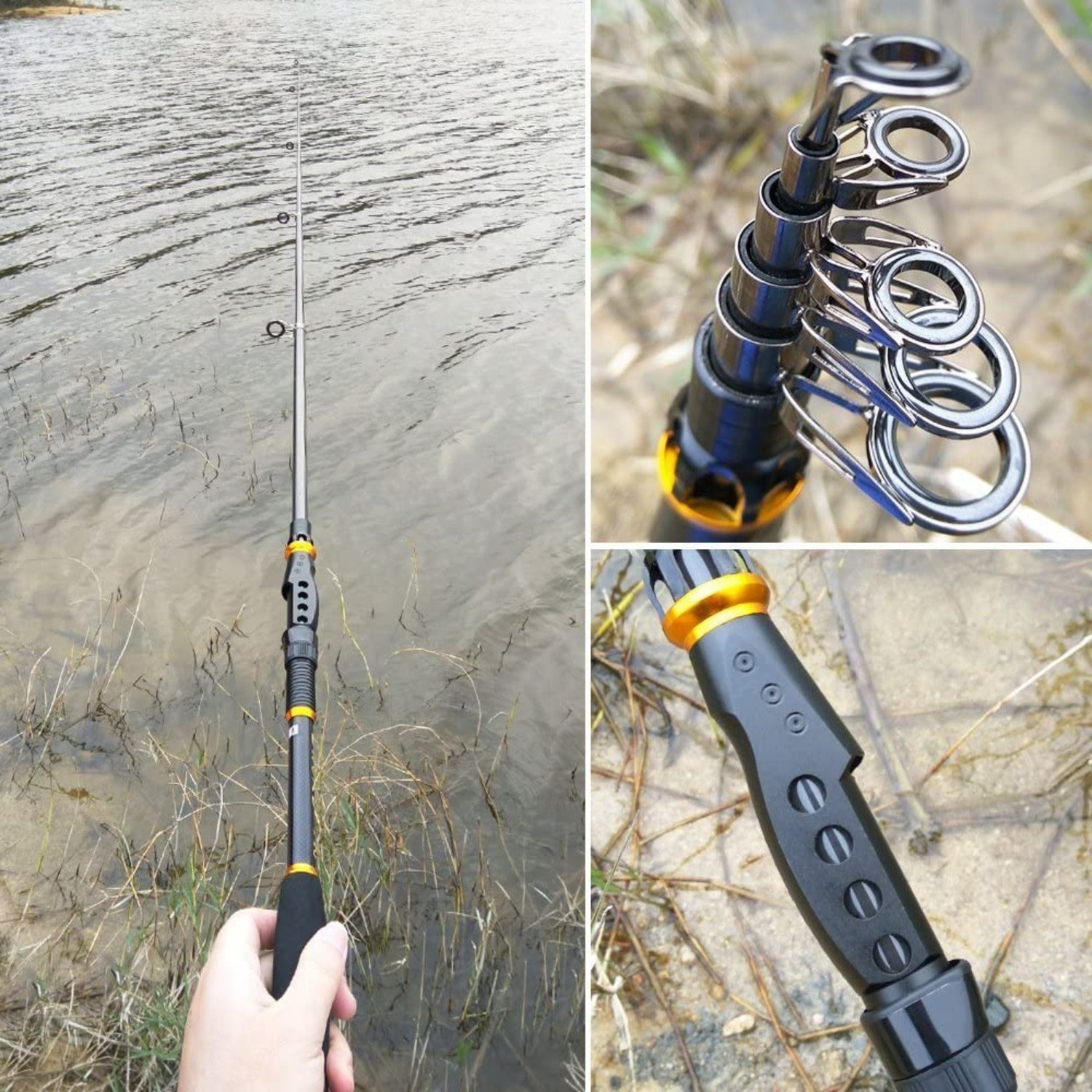 Telescopic Spinning Fishing Rod Saltwater Freshwater Travel