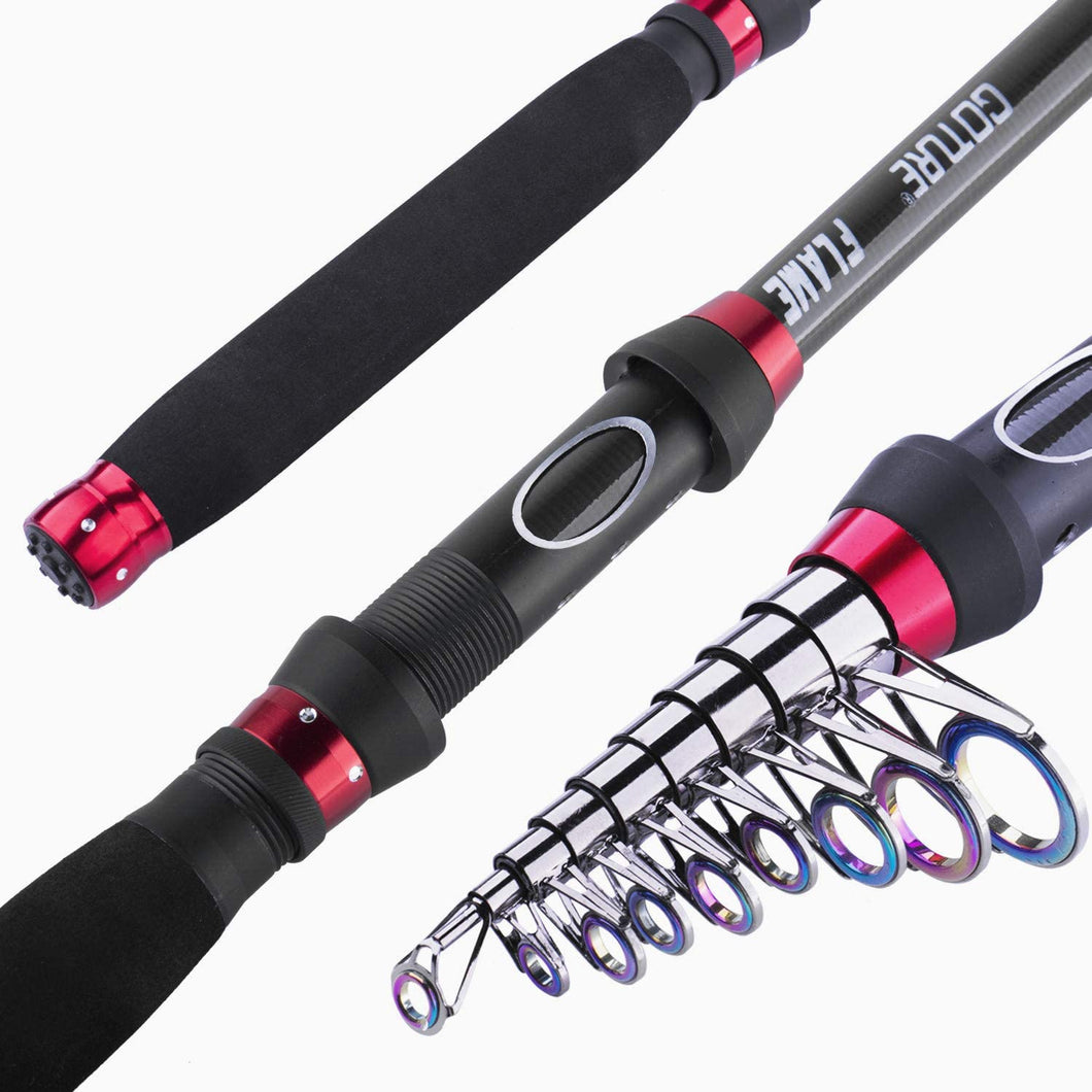 Goture Flame Casting Rod [Closed Length 42cm] Lightweight Telescopic Sea Fishing Rod for Beginners Children Saltwater Freshwater