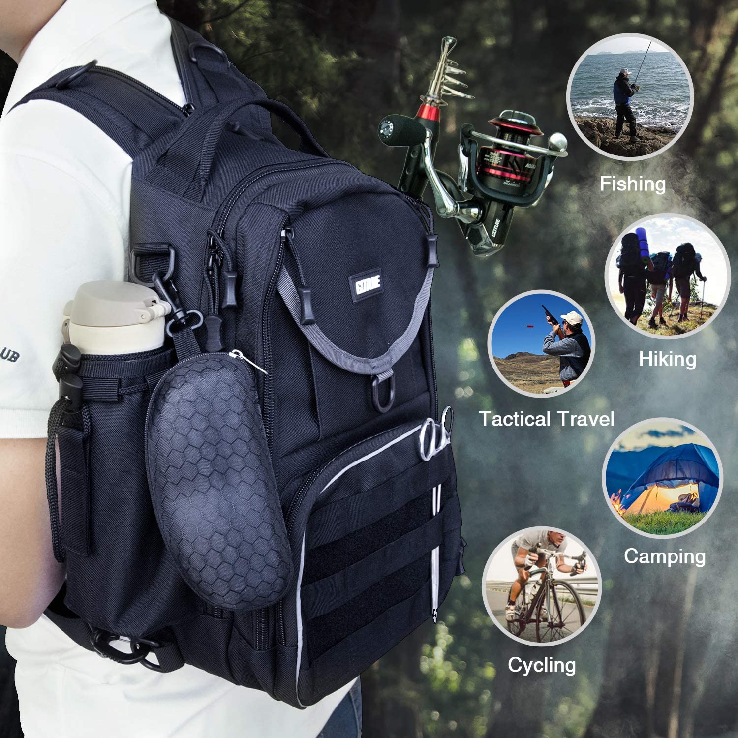 Goture(ゴチュール) 釣りバッグ 防水 多機能 大容量 コンパクト 釣り道具収納バッグアウトドア用 釣り用 撮影用 ダブルショルダー/ワンショルダー/クロスボディ/ハンドバッグ