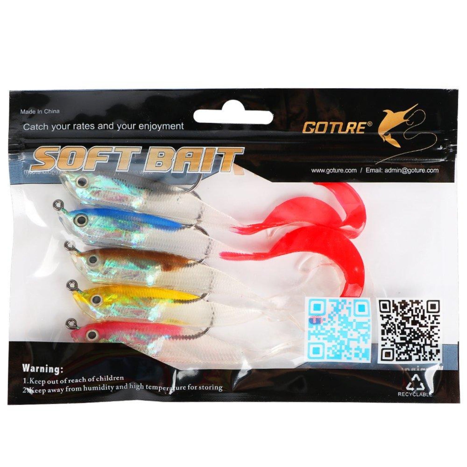 Goture(ゴチュール)  5本ワームセット ソフトルアー バス 13g/15.7g