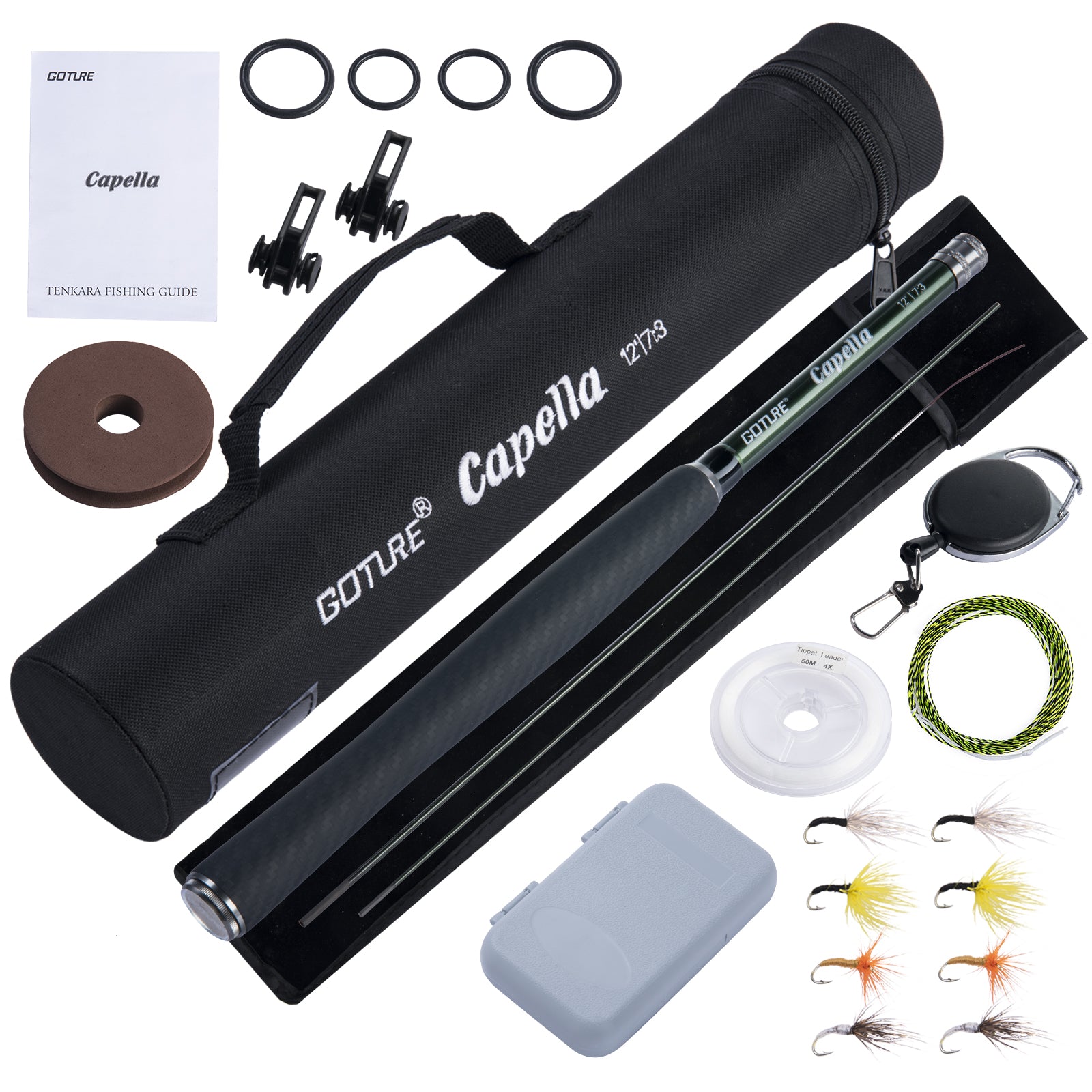 Goture(ゴチュール) テンカラロッドセット 3.6m 渓流ロッド 軽量 炭素繊維 渓流釣り/河川釣り トラウト ヤマメ イワナ ニジマス アマゴ テンカラ竿 【テンカラ】