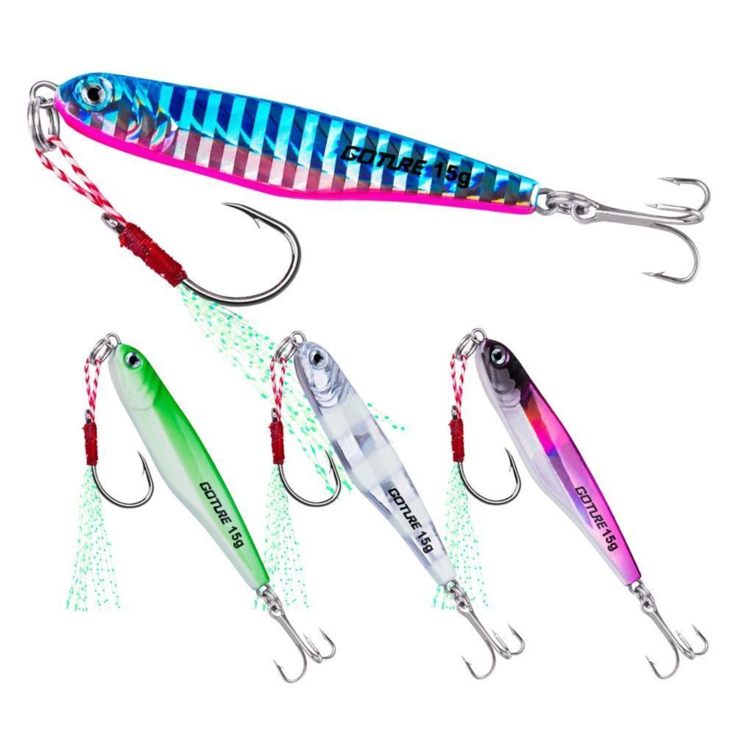Goture Metal Jig Set 15g / 20g / 30g Shore Jigging Vertical Throw Fishing Lures